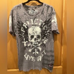 Affliction Black and Brown Skull Graphic Tee